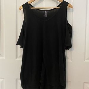 Black Mondetta Open Shoulder Loose Athleisure Top